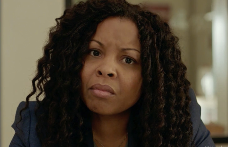 And this is the face of someone who’s not buying it. (Screenshot: Search Party)
